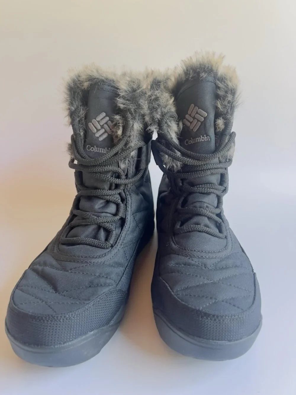 Columbia Minx Mid II Omni-Heat Winter Boots Black Faux Fur Women’s Size 7